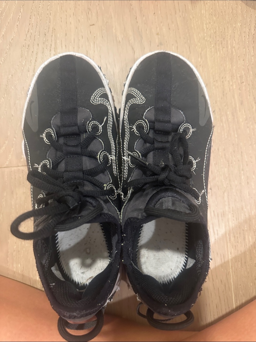 Nike Kids Black Lace-Up Sneakers with White Stitching